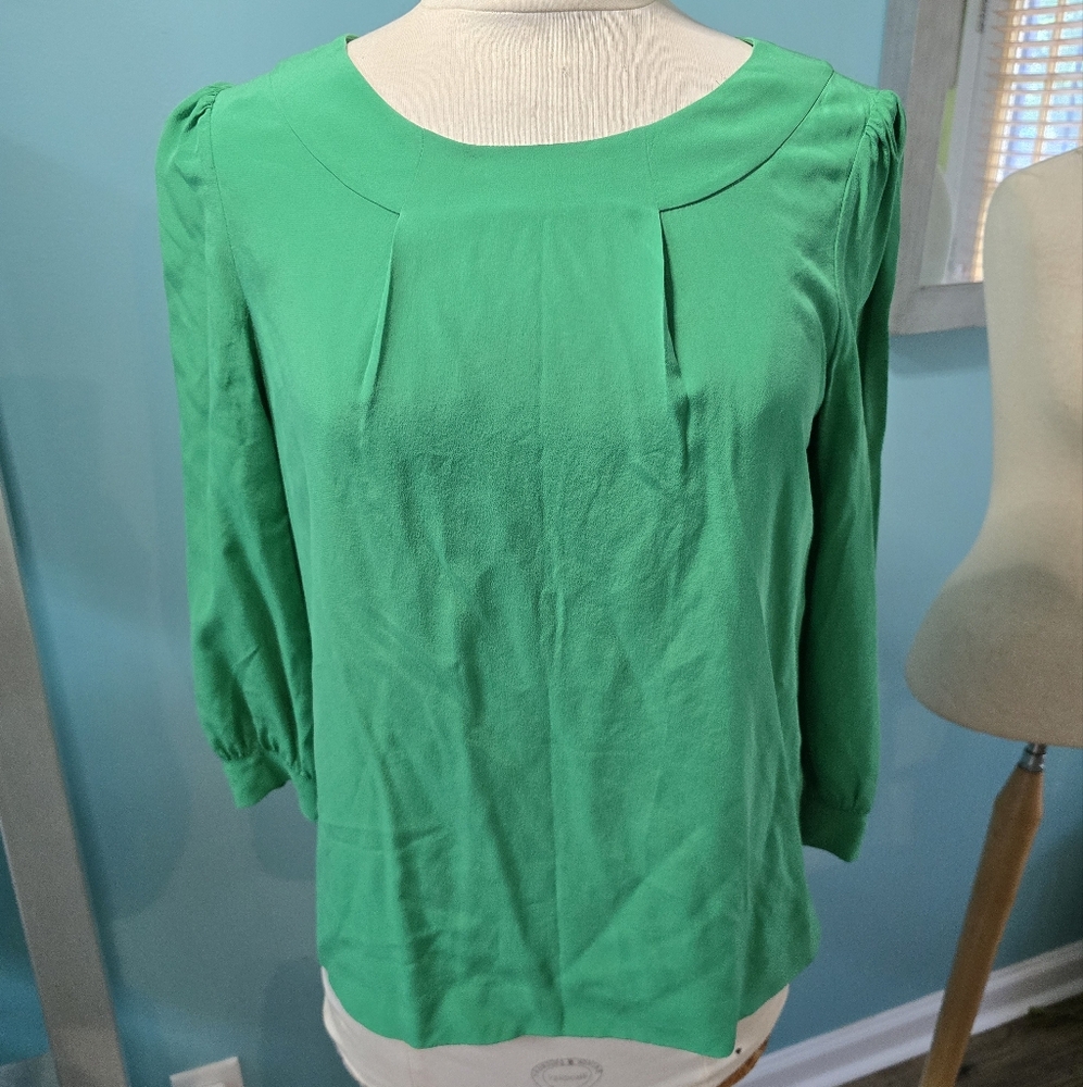 ⚡️Elegant Kate Spade Green Silk 3/4 Sleeve Blouse